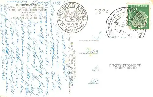 AK / Ansichtskarte Waldkirch_Breisgau Berghotel auf dem Kandel Schwarzwald Fliegeraufnahme Waldkirch Breisgau