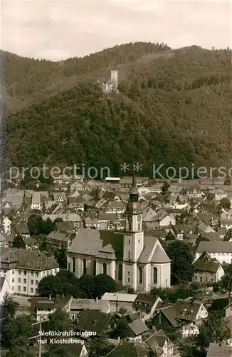 AK / Ansichtskarte Waldkirch_Breisgau Stadtpanorama mit Kirche Kastelburg Ruine Klosterberg Schwarzwald Waldkirch Breisgau