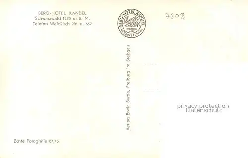 AK / Ansichtskarte Waldkirch_Breisgau Berghotel Kandel Landschaftspanorama Schwarzwald St Peter Glottertal Waldkirch Breisgau