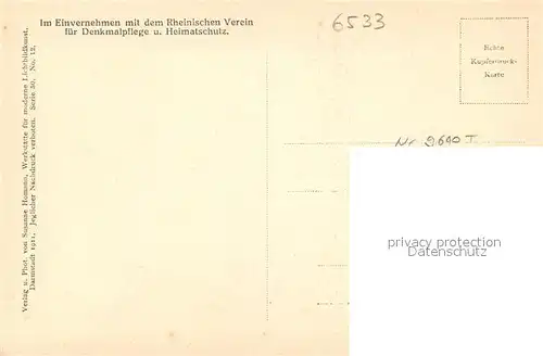 AK / Ansichtskarte Bacharach_Rhein Liebesturm Ruine Bachlauf Kupferdruck Bacharach Rhein