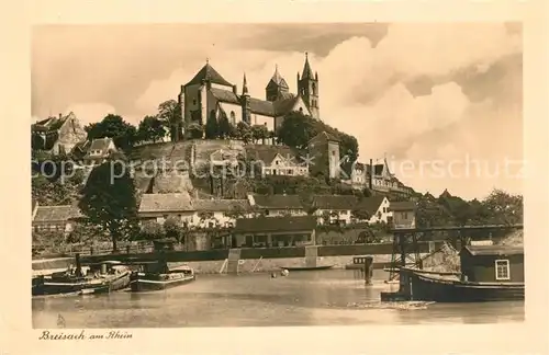 AK / Ansichtskarte Breisach_Rhein Rheinhafen Blick zum Muenster Breisach Rhein