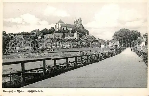 AK / Ansichtskarte Breisach_Rhein Schiffsbruecke Blick zum Muenster Breisach Rhein