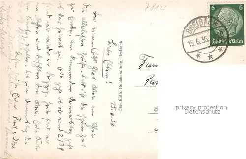 AK / Ansichtskarte Breisach_Rhein Schiffsbruecke Blick zum Muenster Breisach Rhein