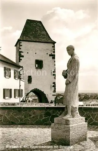 AK / Ansichtskarte Breisach_Rhein Hagenbachturm mit Ehrenmal Statue Breisach Rhein