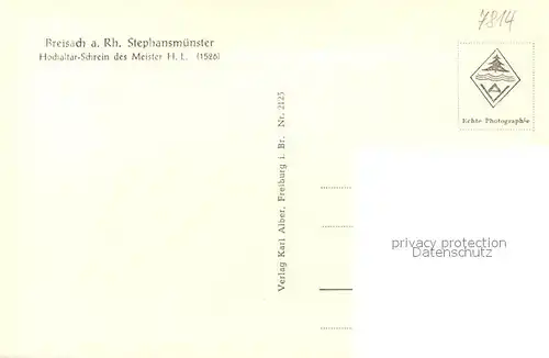 AK / Ansichtskarte Breisach_Rhein St Stephansmuenster Hochaltar Schrein des Meisters H. L. 16. Jhdt. Breisach Rhein