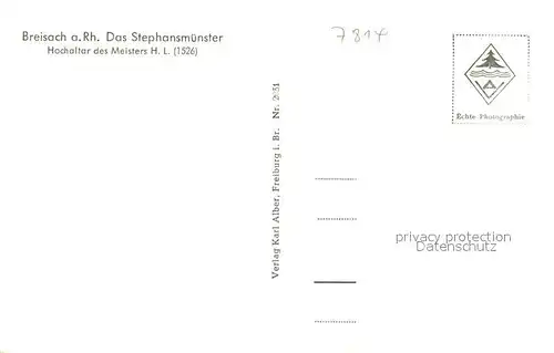 AK / Ansichtskarte Breisach_Rhein St Stephansmuenster Hochaltar des Meisters H. L. 16. Jhdt. Breisach Rhein