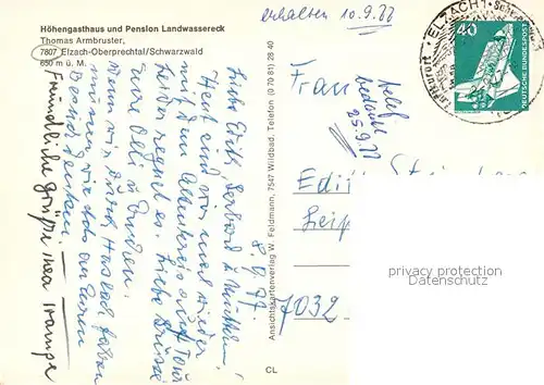 AK / Ansichtskarte Oberprechtal Hoehengasthaus Pension Landwassereck Schwarzwald Fliegeraufnahme Oberprechtal