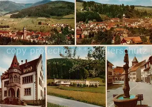 AK / Ansichtskarte Elzach Teilansichten Rathaus Sanatorium Hauptstrasse Brunnen Elzach