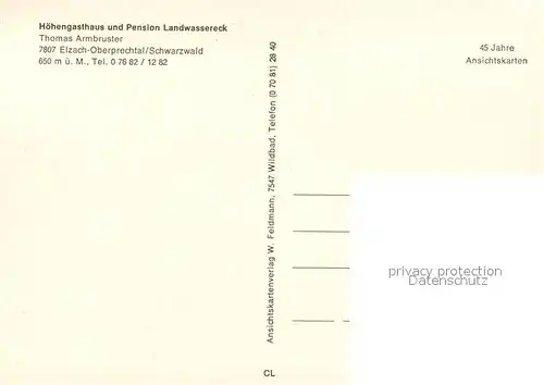AK / Ansichtskarte Oberprechtal Hoehengasthaus Pension Landwassereck Schwarzwald Fliegeraufnahme Oberprechtal