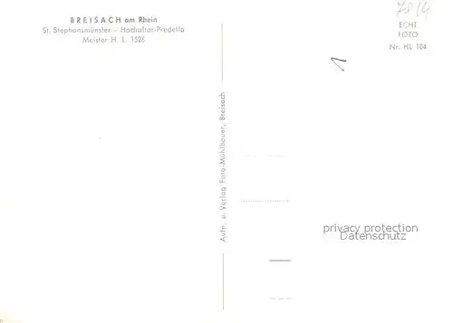 AK / Ansichtskarte Breisach_Rhein Hochaltar Predella St. Stephansmuenster Breisach Rhein