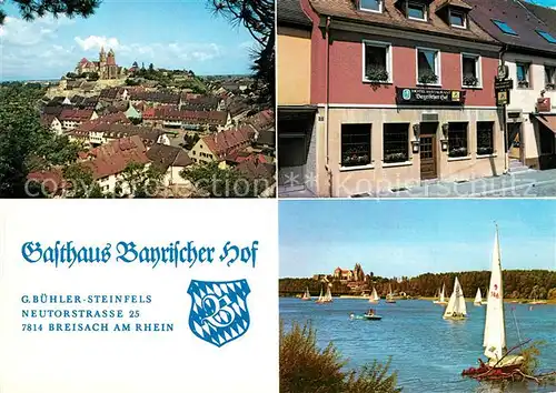 AK / Ansichtskarte Breisach_Rhein Stadtpanorma mit Muenster Gasthaus Bayrischer Hof Segeln Breisach Rhein