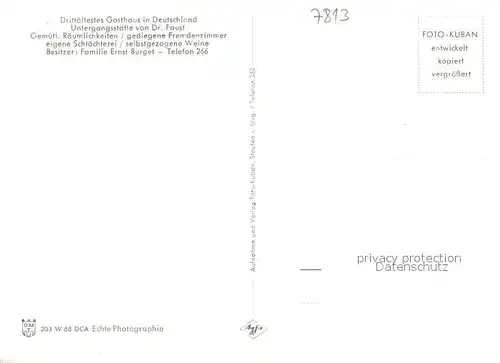 AK / Ansichtskarte Staufen_Breisgau Gasthaus zum Loewen Gastraum Historische Fauststaette Staufen Breisgau