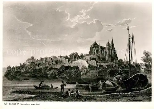 AK / Ansichtskarte Alt_Breisach_Rhein Blick zum Muenster nach einem alten Stich Kuenstlerkarte 