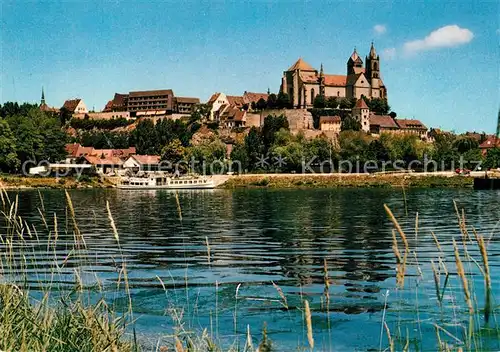 AK / Ansichtskarte Breisach_Rhein Uferpartie am Rhein Blick zum Muenster Breisach Rhein