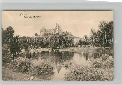 AK / Ansichtskarte Breisach_Rhein Partie am Rhein Blick zum Muenster Breisach Rhein