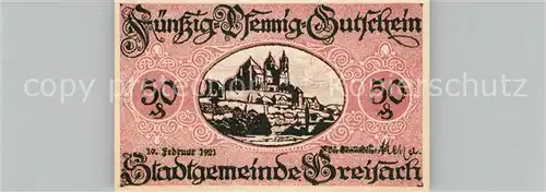 AK / Ansichtskarte Breisach_Rhein Muenster Fuenfzig Pfenning Gutschein Breisach Rhein