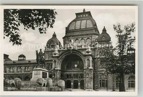 AK / Ansichtskarte Nuernberg Hauptbahnhof Denkmal Reiterstandbild Nuernberg