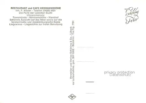 AK / Ansichtskarte Niendorf_Berkenthin Fliegeraufnahme Restaurant Hermannshoehe Uferpromenade Luebecker Bucht Niendorf Berkenthin