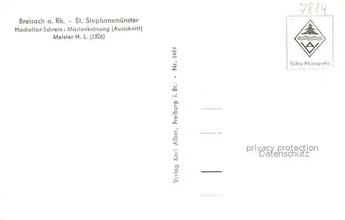 AK / Ansichtskarte Breisach_Rhein St Stephansmuenster Hochaltar Schrein Marienkroenung Meister H. L. 16. Jhdt. Breisach Rhein