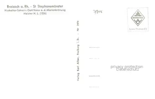 AK / Ansichtskarte Breisach_Rhein St Stephansmuenster Hochaltar Schrein Meister H. L. 16. Jhdt. Breisach Rhein