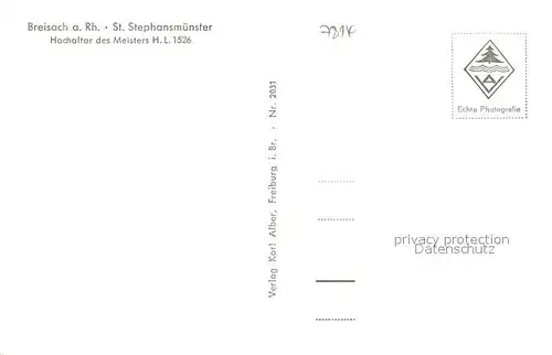 AK / Ansichtskarte Breisach_Rhein St Stephansmuenster Hochaltar des Meisters H. L. 16. Jhdt. Breisach Rhein