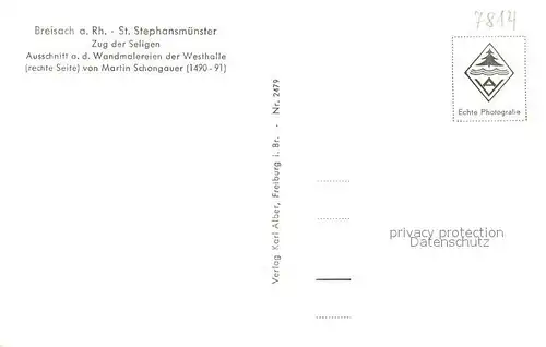 AK / Ansichtskarte Breisach_Rhein St Stephansmuenster Zug der Seligen Wandmalereien der Westhalle Martin Schongauer 15. Jhdt. Breisach Rhein
