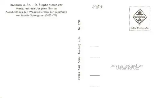 AK / Ansichtskarte Breisach_Rhein St Stephansmuenster Maria aus dem Juengsten Gericht Wandmalereien der Westhalle Martin Schongauer 15. Jhdt. Breisach Rhein