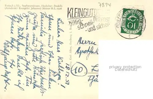 AK / Ansichtskarte Breisach_Rhein St Stephansmuenster Hochaltar Predella Breisach Rhein