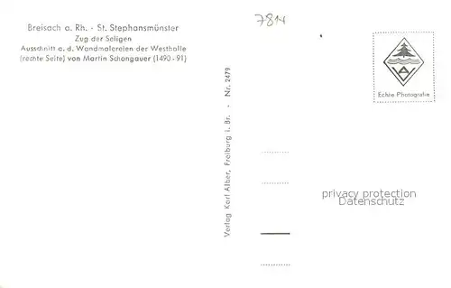 AK / Ansichtskarte Breisach_Rhein St Stephansmuenster Zug der Seligen Wandmalereien der Westhalle Martin Schongauer 15. Jhdt. Breisach Rhein