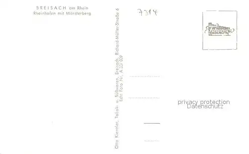 AK / Ansichtskarte Breisach_Rhein Rheinhafen mit Muensterberg St Stephansmuenster  Breisach Rhein