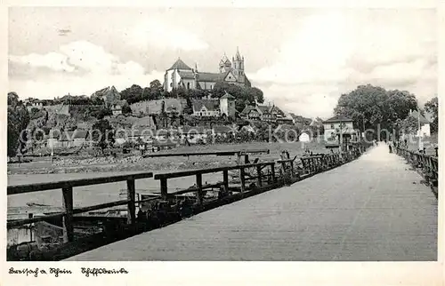 AK / Ansichtskarte Breisach_Rhein Schiffsbruecke Blick zum Muenster Breisach Rhein