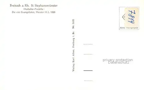 AK / Ansichtskarte Breisach_Rhein St Stephansmuenster Hochaltar Predella Breisach Rhein