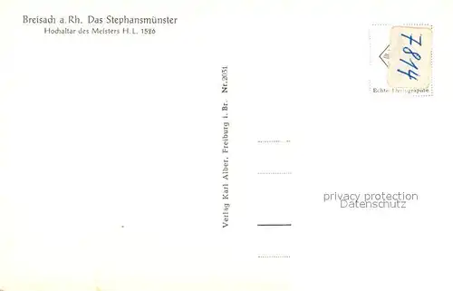 AK / Ansichtskarte Breisach_Rhein St Stephansmuenster Hochaltar des Meisters H. L. 16. Jhdt. Breisach Rhein