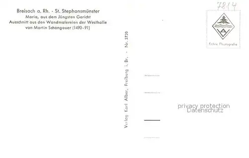 AK / Ansichtskarte Breisach_Rhein St Stephansmuenster Maria Ausschnitt aus Wandmalereien der Westhalle von Martin Schongauer Breisach Rhein