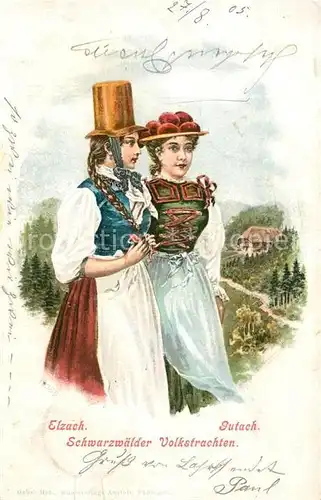AK / Ansichtskarte Elzach Schwarzwaelder Volkstrachten Kuenstlerkarte Elzach