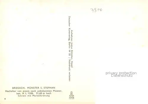 AK / Ansichtskarte Breisach_Rhein St Stephansmuenster Hochaltar Schrein mit Marienkroenung Meister H. L. 16. Jhdt. Breisach Rhein