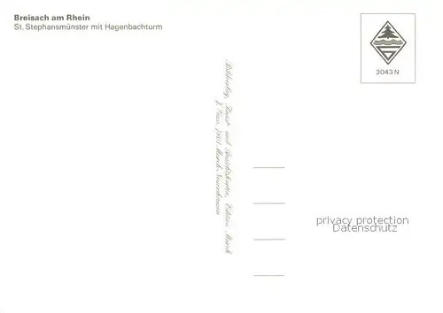 AK / Ansichtskarte Breisach_Rhein St Stephansmuenster mit Hagenbachturm Breisach Rhein