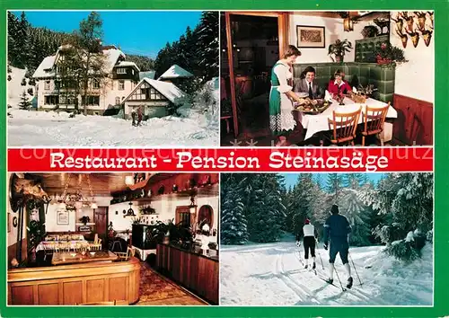 AK / Ansichtskarte Bonndorf_Schwarzwald Restaurant Pension Steinasaege Winterlandschaft Skilanglauf Bonndorf Schwarzwald