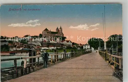 AK / Ansichtskarte Breisach_Rhein Schiffbruecke Blick zum Muenster Breisach Rhein