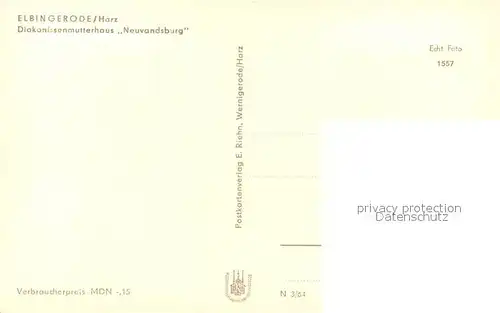 AK / Ansichtskarte Elbingerode_Harz Diakonissenmutterhaus Neuvandsburg Elbingerode Harz