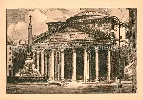 AK / Ansichtskarte Roma_Rom Pantheon Kuenstlerkarte Roma_Rom