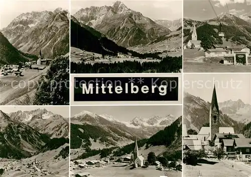 AK / Ansichtskarte Mittelberg_Kleinwalsertal Kirche Luftseilbahn Mittelberg_Kleinwalsertal
