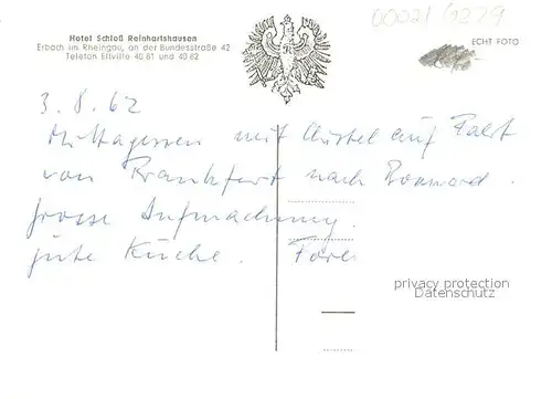AK / Ansichtskarte Erbach_Rheingau Hotel Schloss Reinhartshausen Erbach Rheingau