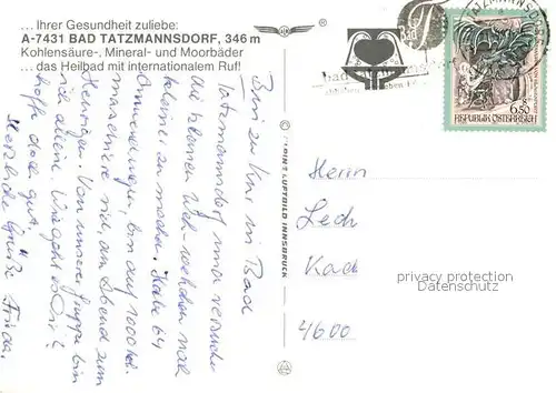 AK / Ansichtskarte Bad_Tatzmannsdorf_Burgenland Fliegeraufnahme Bad_Tatzmannsdorf