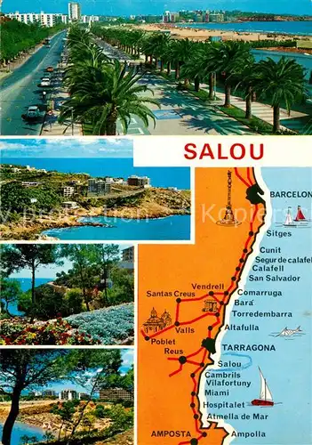 AK / Ansichtskarte Salou Promenade Palmenallee Diversos aspectos de la Villa Salou