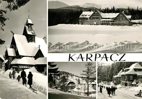 AK / Ansichtskarte Karpacz Swiatynia Wang Hotel Orlinek Fragmenty miasta Karpacz