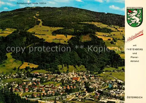 AK / Ansichtskarte Schladming_Obersteiermark Fliegeraufnahme mit Fastenberg und Plani Abfahrt Schladming_Obersteiermark