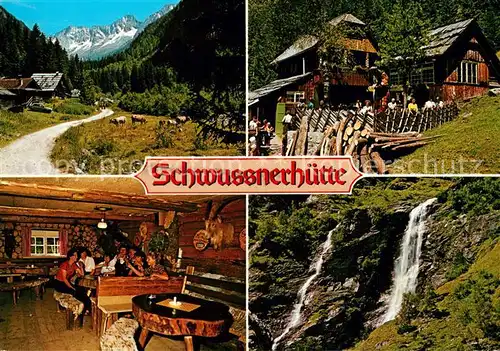 AK / Ansichtskarte Mallnitz_Kaernten Schwussner Huette Seebachtal mit Saeuleck und Throm Wasserfaelle Mallnitz Kaernten