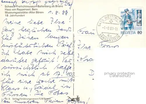 AK / Ansichtskarte Brienz_BE Schweiz Freilichtmuseum Ballenberg Haus von Rapperswil Museumsgaststaette Alter Baeren Brienz_BE