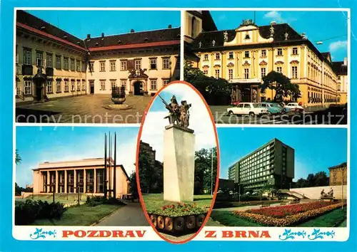 AK / Ansichtskarte Brno_Bruenn Nadvori Nove radnice Muzeum delnickeho hnuti Janackovo divadlo Sousosi komunistu Hotel International Brno_Bruenn